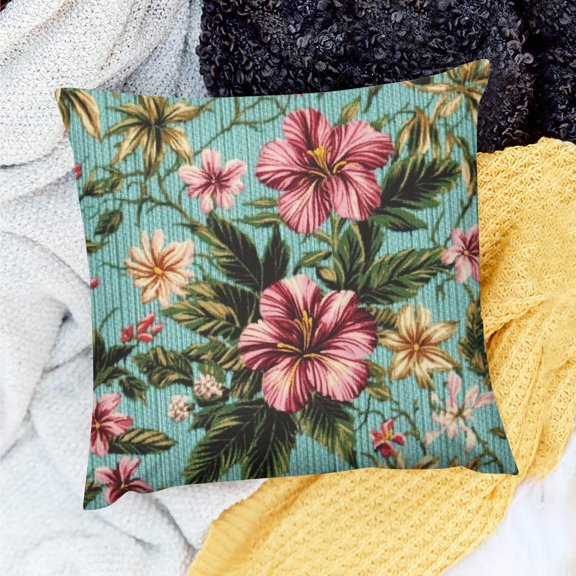 ZFLMY Baroque Flowers Foliage 100% Linen Pillow Covers for Sofa 18x18in