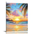 thumbnail image 1 of ZFLMY Beach Palm Trees Sunset Canvas Print Wall Art Decor for Home Living Room Bathroom Bedroom Office, Tropical Theme Wall Pictures, Perfect Gift for Various Occasions 12x16in, 1 of 5