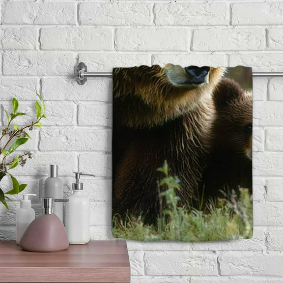 ZFLMY Bear Cubs Wildlife Soft Bath Towel Absorbent Hand Towels 100% Polyester Funny Kitchen Towels for Kitchens Bathrooms Showers 29.5x13.8 inches 29.5x13.8in