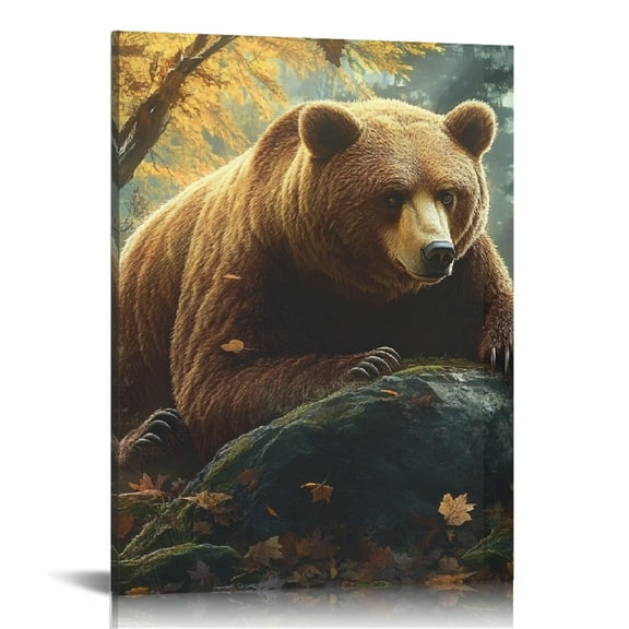 ZFLMY Bear Forest Rock Art Canvas Prints Wall Decor for Home 12x16in