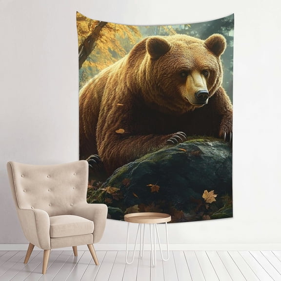 ZFLMY Bear Forest Rock Tapestry Wall Hanging for Living Room Bedroom 30*40in