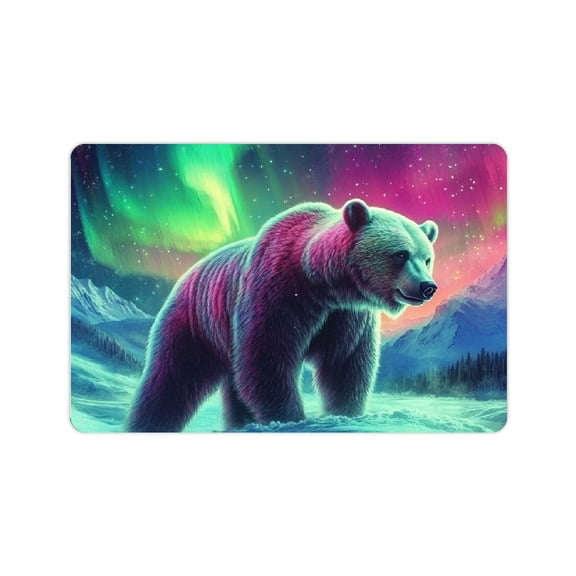 ZFLMY Bear Snow Aurora Lights Diatom Mud Mats Non-Slip Home Environmentally Friendly Easy to Clean 24x16in