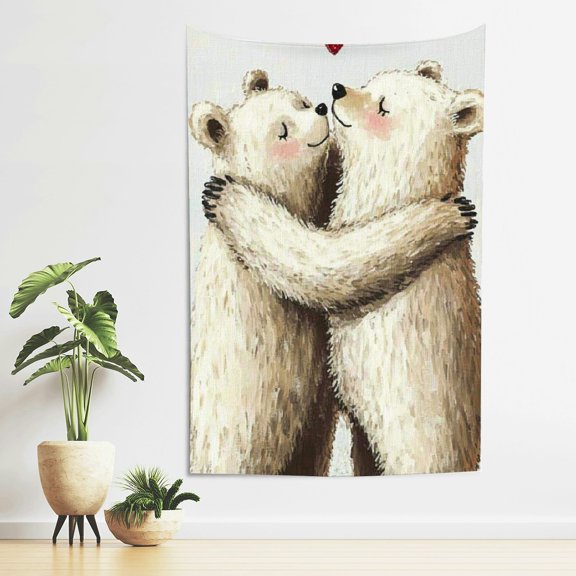 ZFLMY Bears Hugging Love Wall Tapestry Art 100% Polyester Home Decor 40*60in