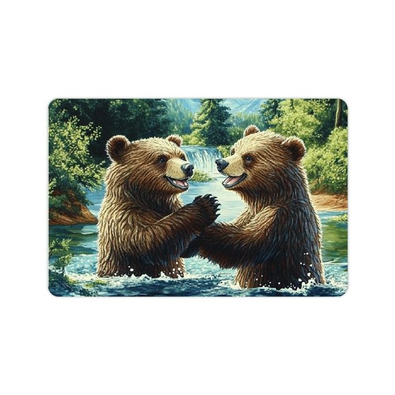 ZFLMY Bears River Trees Diatom Mud Mats Non-Slip Home Environmentally Friendly Easy to Clean 24x16in