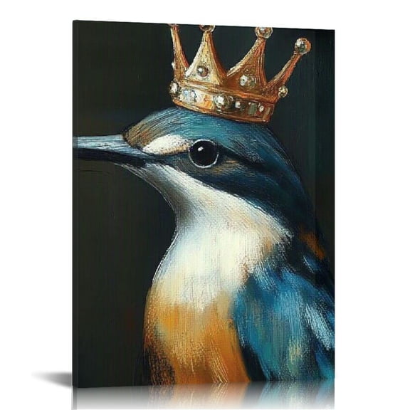 ZFLMY Bird Crown Regal Canvas Print on Wall Art Decor Ready to Hang Home Living Room Bathroom Bedroom Office 12x16in