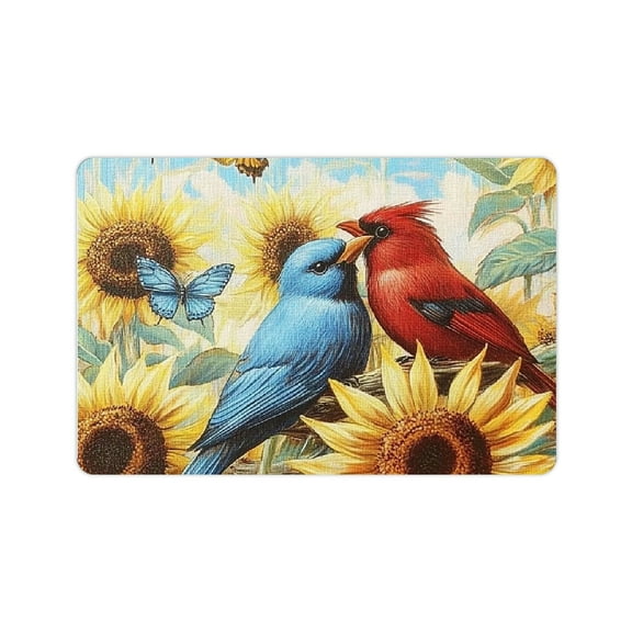 ZFLMY Birds Sunflowers Butterfly Bath Mat Fast Absorption Home Decor 24x16in