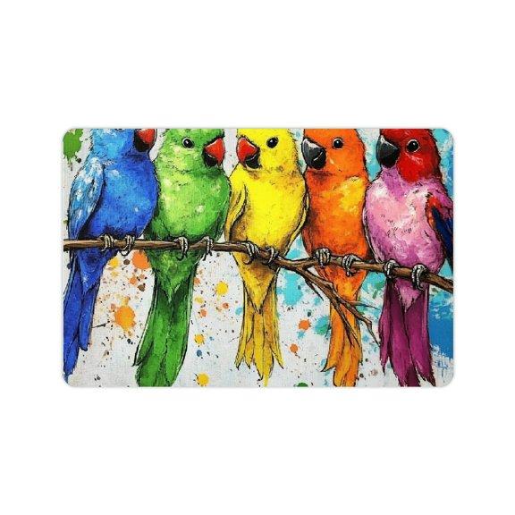 ZFLMY Birds Wall Painting Diatom Mud Bath Mat Quick Drying Rubber Backing Easy Storage Super Absorbent Home 1 Pack 24x16in
