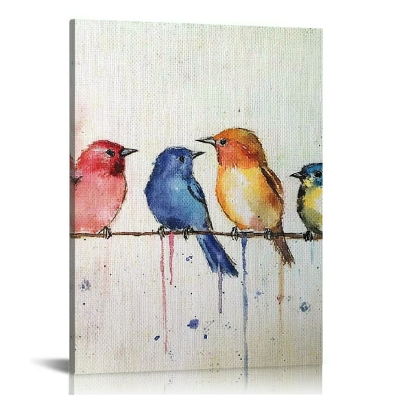 ZFLMY Birds Wire Watercolor Canvas Wall Art Home Decor 12x16 12x16in