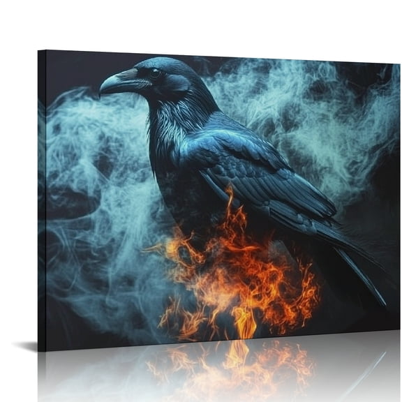 ZFLMY Black Bird Canvas Print Wall Decorations Ready To Hang Room Home Art Decor 16x12in