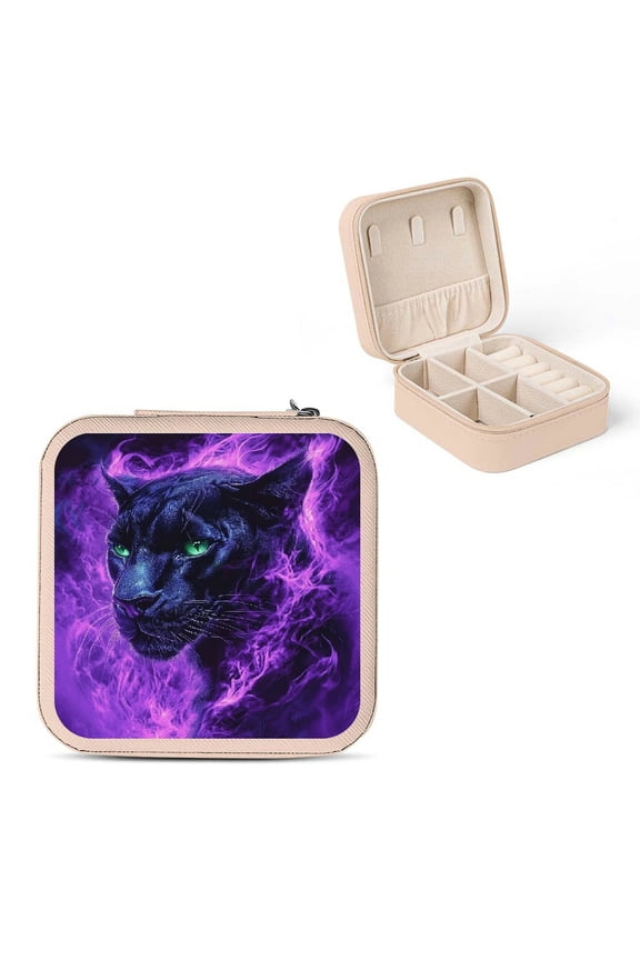 Black Panther Purple Flames Small Jewelry Box for Women Pink