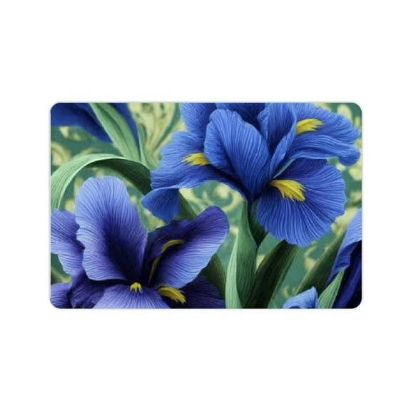 ZFLMY Blue Flowers Green Leaves Rococo Bath Mat Quick Drying Rug 24x16in