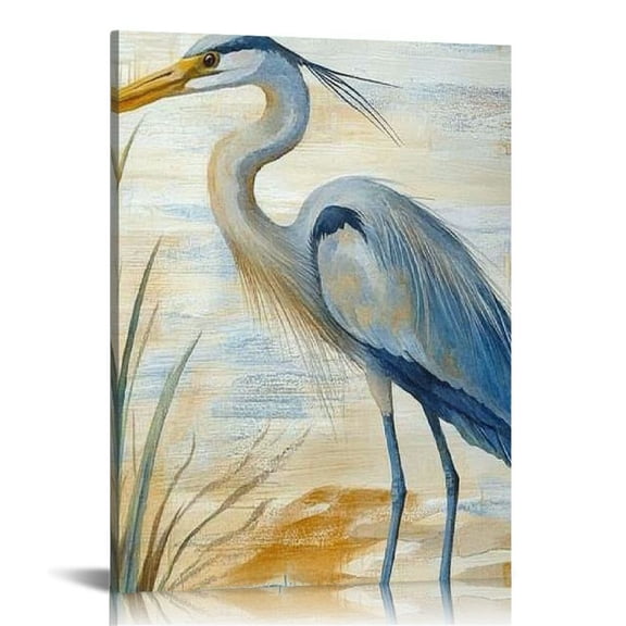 ZFLMY Blue Heron Fish Canvas Wall Art Decor Ready to Hang 12x16 16x20in