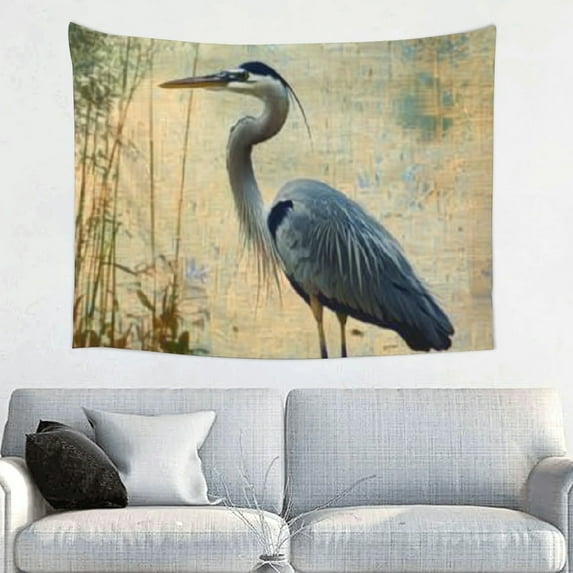 ZFLMY Blue Heron Tapestry Wall Decoration 100% Polyester Wall Art Tapestry for Decorative Wall Hanging Bedroom Living Room Decor 40x30in