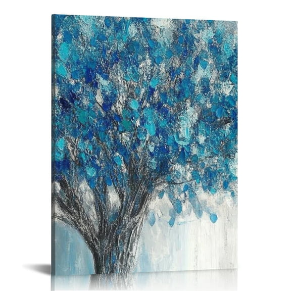 ZFLMY Blue Leaves Tree Canvas Wall Art Modern Prints Home Decor Living Room Bathroom Office 12x16/16x20 inches 16x20in
