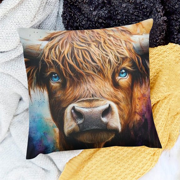 ZFLMY Bull Horns Blue Eye Decor Holiday Pillow Case for Sofa Couch 20x20in