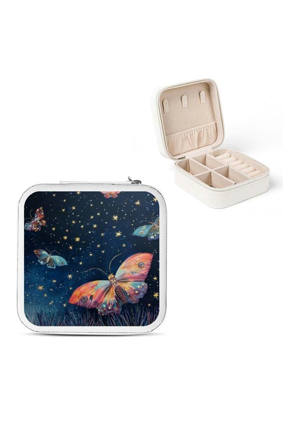 Butterfly Stars Sky Jewelry Box for Necklaces Rings Earrings White
