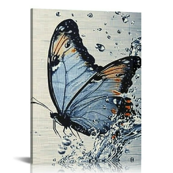 ZFLMY Butterfly Water Splashing Wall Decor Canvas Prints Art for Home Office Living Room Bathroom Bedroom 12x16in
