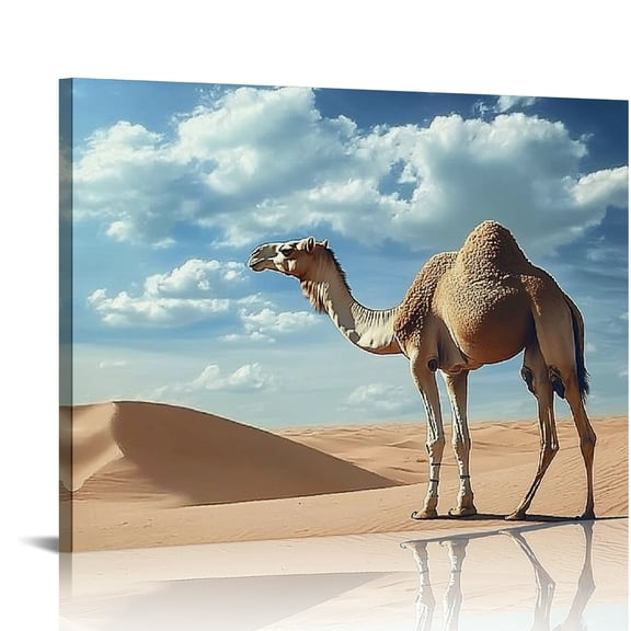 ZFLMY Camel Desert Sky Art Modern Canvas Prints on Canvas, Wall Decor for Home, Ready to Hang Room Art Decor 20x16in