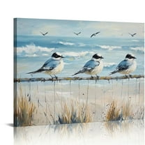 ZFLMY Canvas wall art, blue bird, painting on fence, farmhouse decoration, print, painting, modern home art, living room, bedroom 16x12in