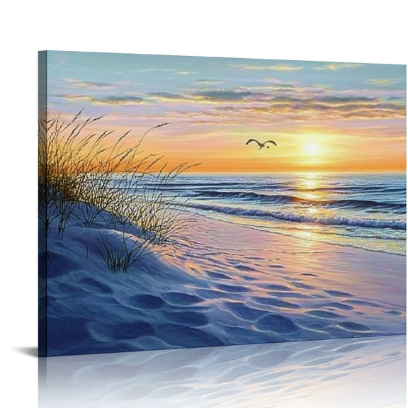 ZFLMY Canvas wall art living room wall decoration bedroom blue ocean beach landscape wall painting printed artwork office decoration ocean sea view picture modern room home decoration 20x16in