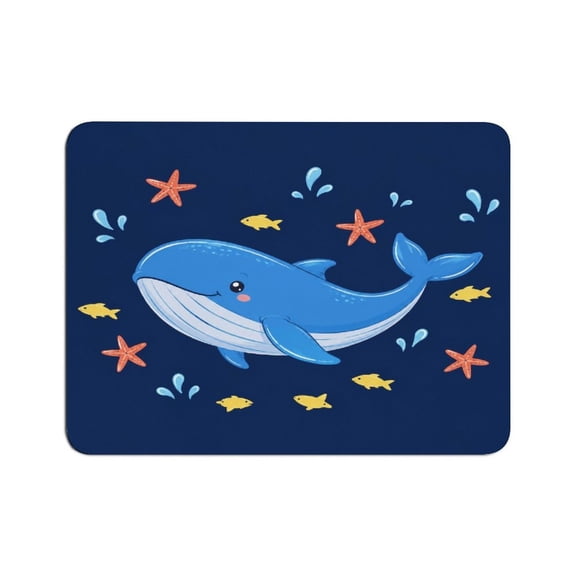 ZFLMY Cartoon Blue Whale Mouse Pad, Square Smooth Surface Desk Mat, Stitched Edge for Office, Laptop, Computer, Home
