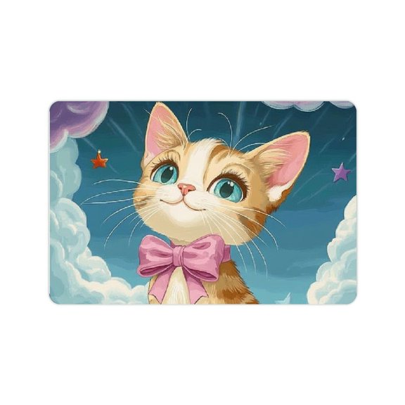 ZFLMY Cat Bow Cloud Fast Absorption Home Eco-Friendly Bath Mat 24x16in