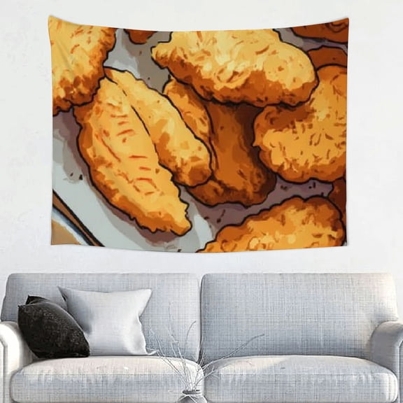 ZFLMY Chicken Nuggets Food Funny Tapestry Backdrop Banner Aesthetic Wall Hanging Decoration for Bedroom Living Room 40x30in