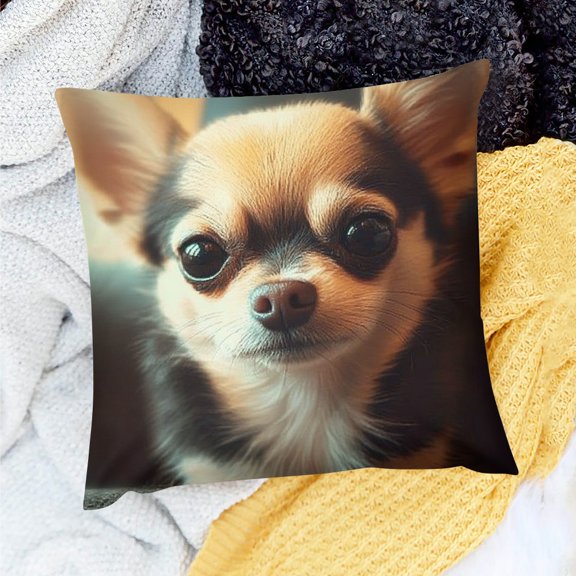 ZFLMY Chihuahua Decor Throw Pillow Cover for Home Sofa Couch Linen 100% - Holiday Pillow Case 20x20in