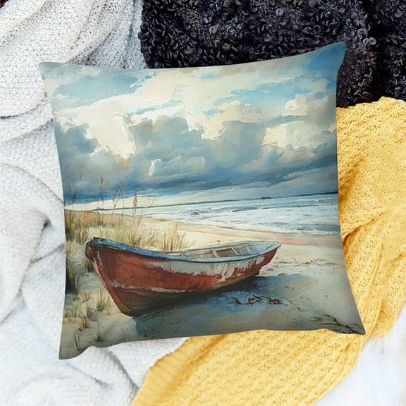 ZFLMY Coastal Beach Ocean Pillows Cover Lighthouse Boat Chair Decor Throw Pillow Covers Summer Pillowcase Cushion Case Nautical Pillow Decorative for Couch Sofa Home Office Outdoors  20x20in