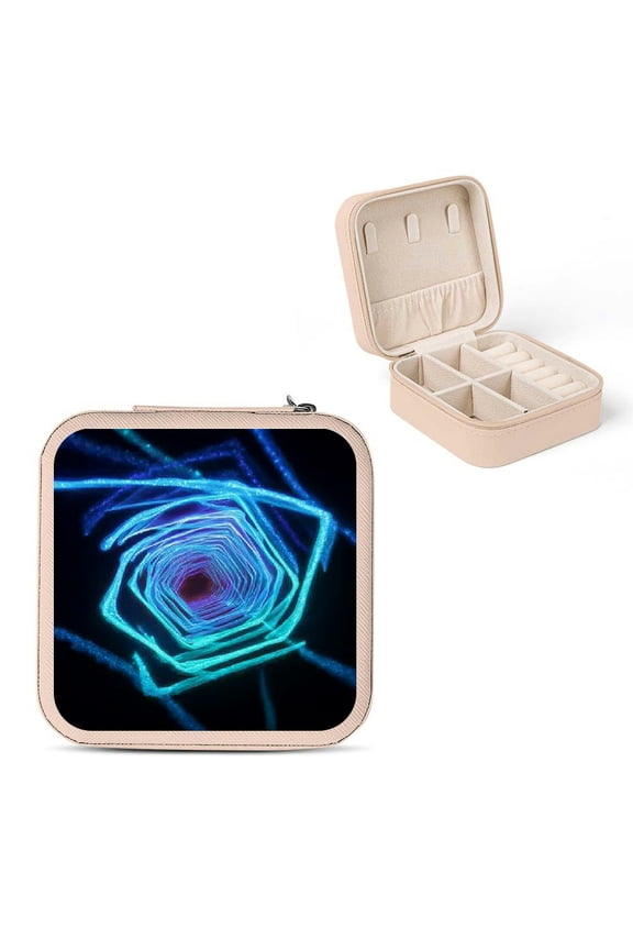 Colorful Object Lights Generative Art Jewelry Box for Travel Pink