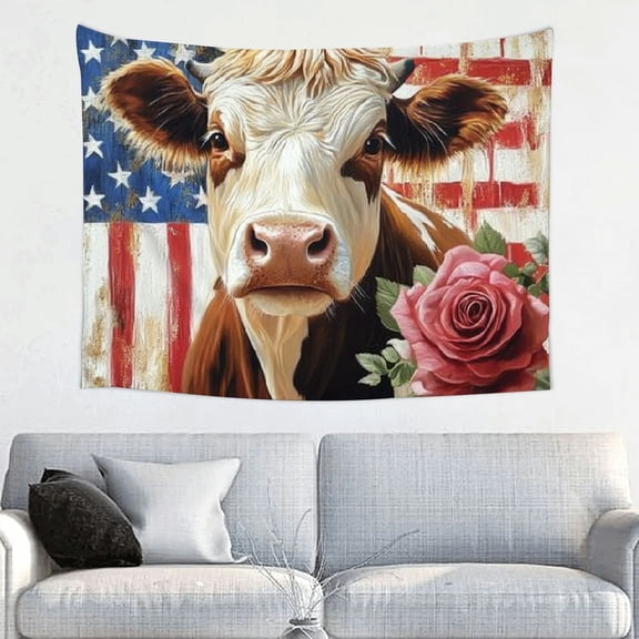 ZFLMY Cow Flag Rose Tapestry Wall Hanging 100% Polyester for Bedroom Living Room Dorm Decorative Wall Hanging Decorative Bedroom Living Room Decoration 40x30in