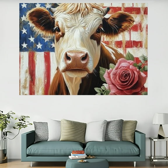 ZFLMY Cow Flag Rose Tapestry Wall Hanging 100% Polyester for Bedroom Living Room Dorm Decorative Wall Hanging Decorative Bedroom Living Room Decoration 60x40in