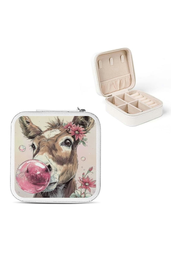 Cow Flower Bubble Small Jewelry Box for Women Travel Organizer White