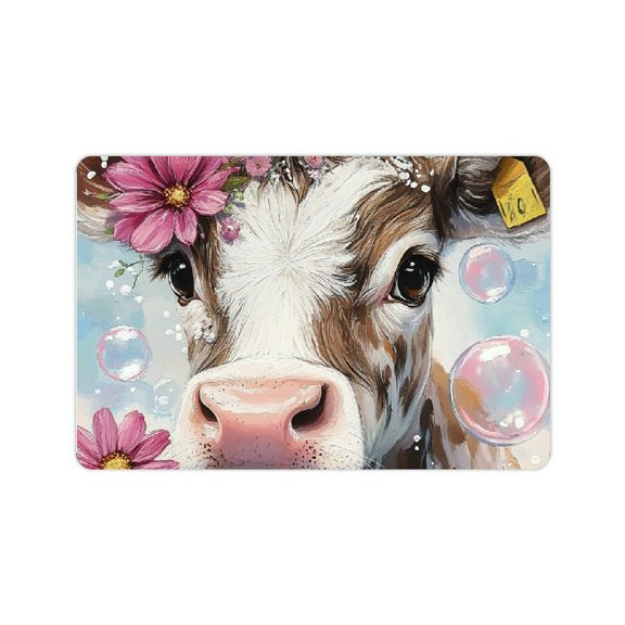 ZFLMY Cow Flower Bubbles Diatom Mud Mats Non-Slip Home Bath Rug 24x16in