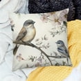 thumbnail image 1 of ZFLMY Cute Bird Throw Pillow Covers,Vibrant Botanical Floral Pillow Covers,Groovy Flowers Leaves Cushion Cases,Kawaii Sparrow Animal Sofa Couch Bed Decor,White Gray 18x18in, 1 of 5