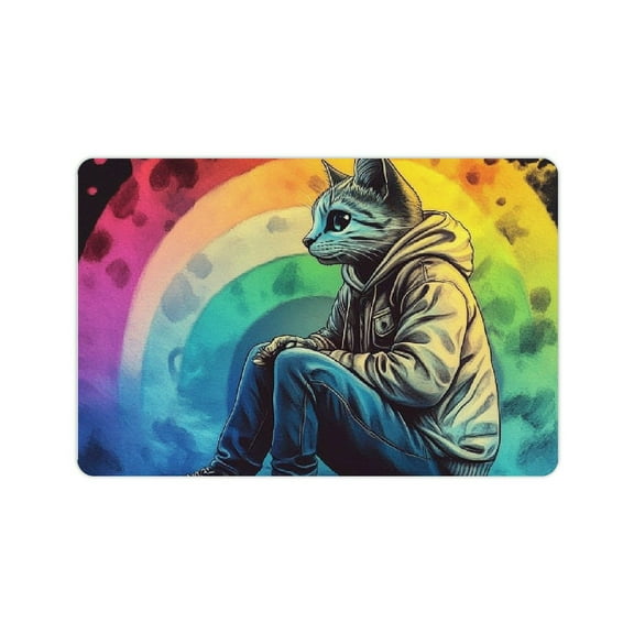 ZFLMY Cute Cat Diatom Mud Mats Non-Slip Fast Absorption Home Rug 24x16in