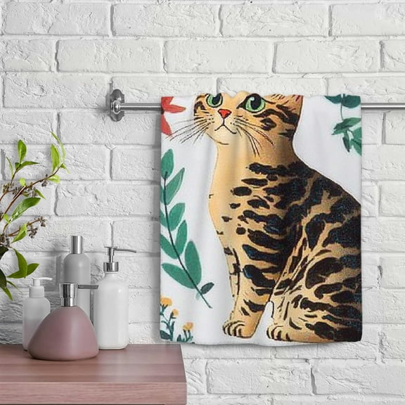 ZFLMY Cute Cat Kitchen Towels Save 100% Polyester Absorbent Hand Towels Modern Decorative Tea Towels for Kitchens Bathrooms Showers 29.5x13.8 Inches 29.5x13.8in