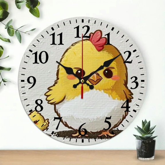 ZFLMY Cute Chick Wall Clock, Wall Art Decor for Living Rooms, Kitchens, Dorms, Perfect Everyday Gifts, 10 Inches 10x10in