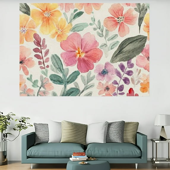 ZFLMY Cute Flowers, Tapestries, Girl, Female Flowers, Wildflowers, Wall Hanging, Plants, Plants, Leaves, Spring, Home, Dormitory, Art Deco, Living Room, Bedroom 60x40in