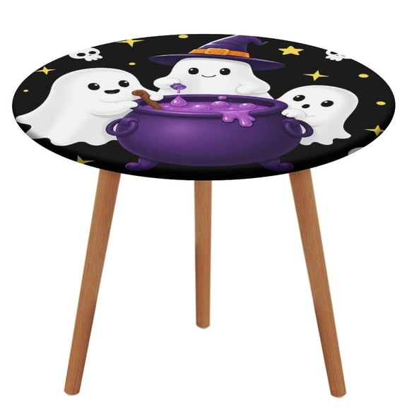 ZFLMY Cute Ghosts Purple Magic Cauldron Table Cloth, Waterproof Oil-Proof, Wipeable Spill-Proof Table Cover for Dining Table, Heavy Duty Durable Tablecloth for Kitchen, Party, Picnic, Home Decor,
