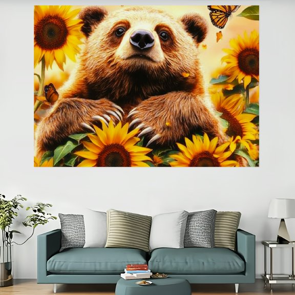 ZFLMY Cute Sloth Tapestry Sunflower Sloth Tapestry For Kids Boys Girls Butterfly Tapestry Wall Hanging Plants Flower Wall Art Bedroom Living Room 60x40in