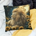 thumbnail image 1 of ZFLMY Decor Holiday Pillow Case Lion Sunflowers Moon 100% Linen for Home Sofa Couch Decoration 1 Pack 20x20in, 1 of 5