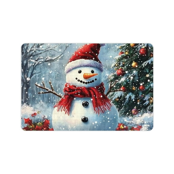 ZFLMY Diatom Mud Mats Christmas Theme Snowman Bird Tree Non-Slip 24x16in