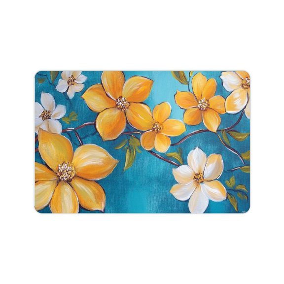 ZFLMY Diatom Mud Mats Non-Slip Flowers Home Theme Quick Drying & Absorbent Oval Arc Corners Rubber Backing Technology Super Water Absorption Perfect Gift 24x16in