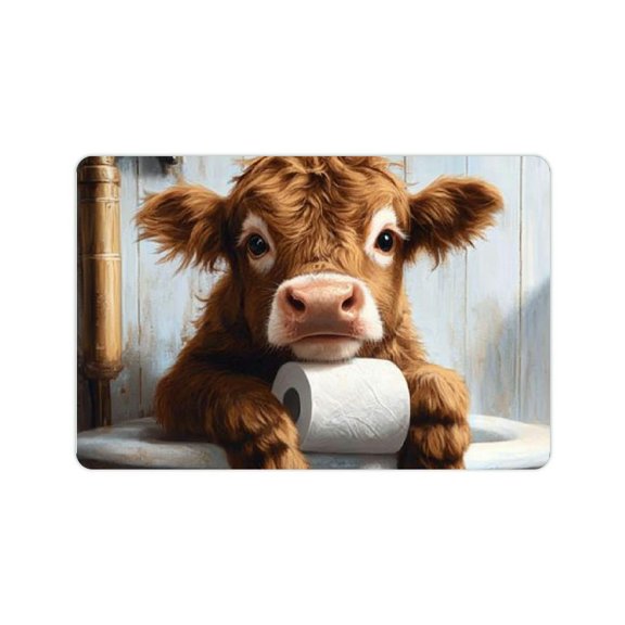ZFLMY Diatom Mud Mats Non-Slip Funny Cow Home Theme Quick Drying Absorbent Rug 24x16in