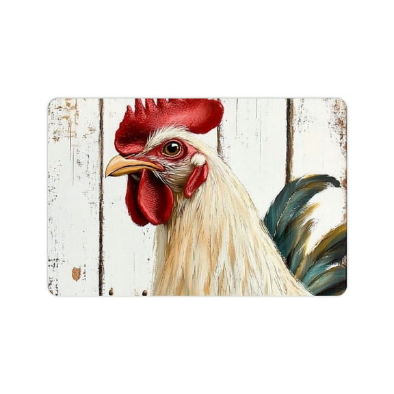 ZFLMY Diatom Mud Mats Non-Slip Rooster Home Theme Quick Drying Absorbent Rubber Backed Mat 24x16in
