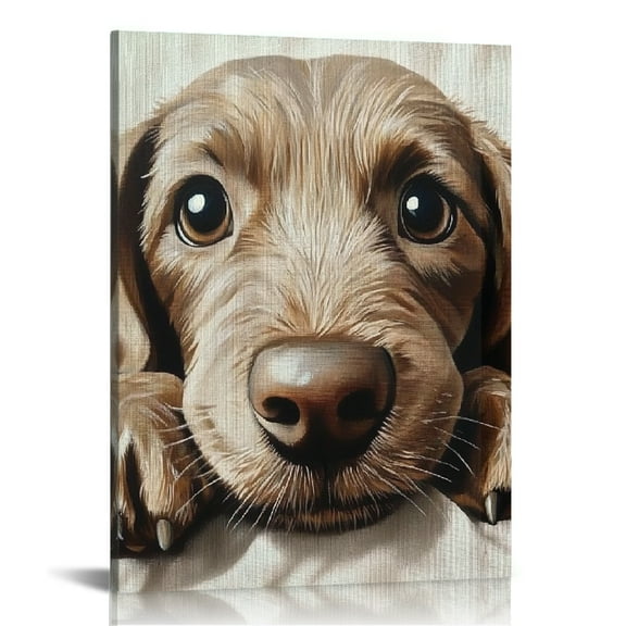 ZFLMY Dog Brown Nose Canvas Wall Art Home Decor for Living Room 12x16in