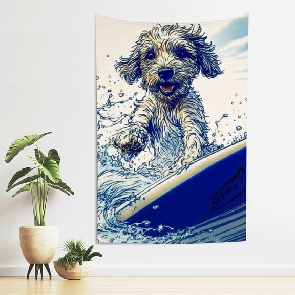 ZFLMY Dog Surfing Tapestry Wall Hanging Home Decor 100% Polyester 40*60in
