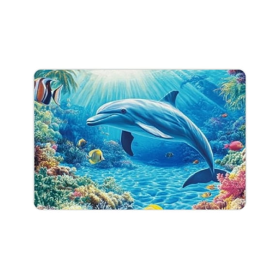 ZFLMY Dolphin Coral Reef Tropical Fish Diatom Mud Mats Non-Slip 24x16in