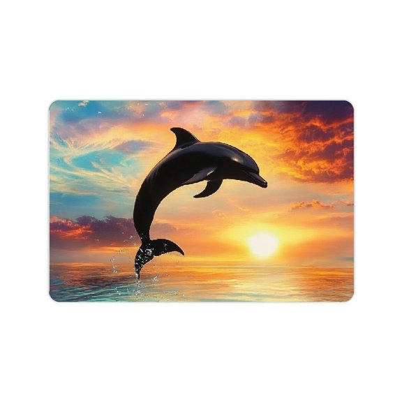 ZFLMY Dolphin Sunset Surrealism Diatom Mud Bath Mat Non-Slip 24x16in